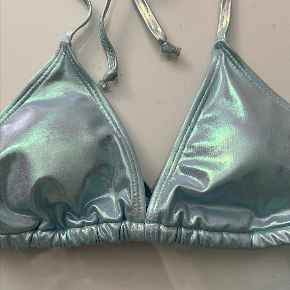 NWT $228 iridescent aqua BIKINI SET Bottoms Up Bikinis Everything But Water M - Picture 8 of 9